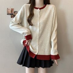 大きいサイズのレディースコントラストカラーラウンドネック長袖Tシャツレディース春秋新作ファットmmルーズ痩身お腹カバーボトムストップ