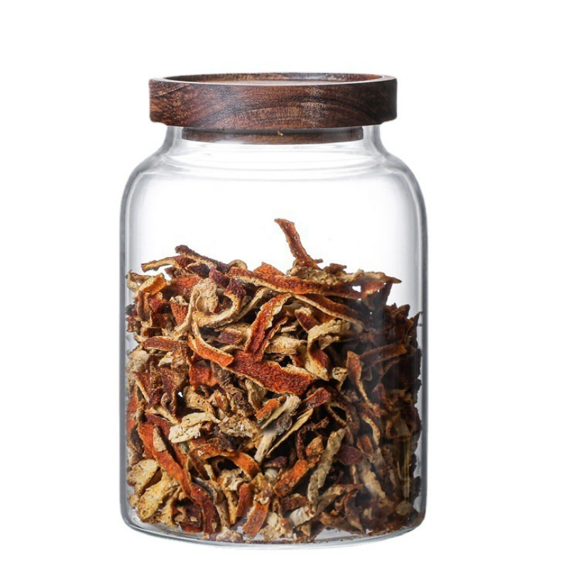 Tanque de almacenamiento de cáscara de naranja, tanque de sellado de vidrio, tanque de almacenamiento de té, botella de fruta seca de medicina tradicional china, sellado doméstico a prueba de humedad