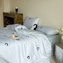 60支兰精天丝四件套凉感冰丝裸睡可爱熊猫被套单人床上用品三件套