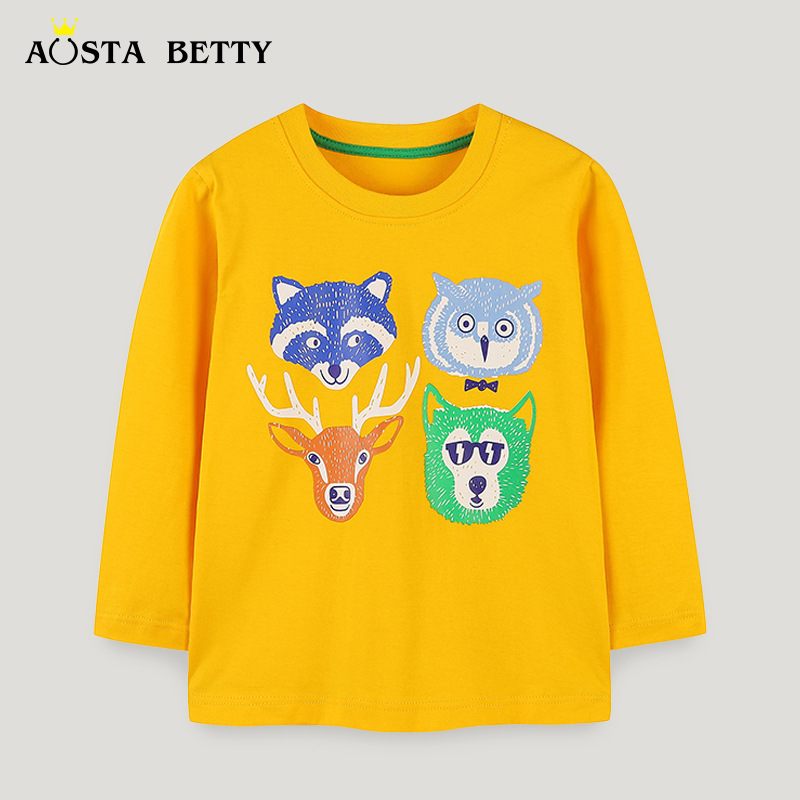 Suministro transfronterizo de 25 nuevos productos de otoño para niños pequeños, camisetas de manga larga, camisetas básicas de algodón de punto con estampado de dibujos animados para niños. image 3