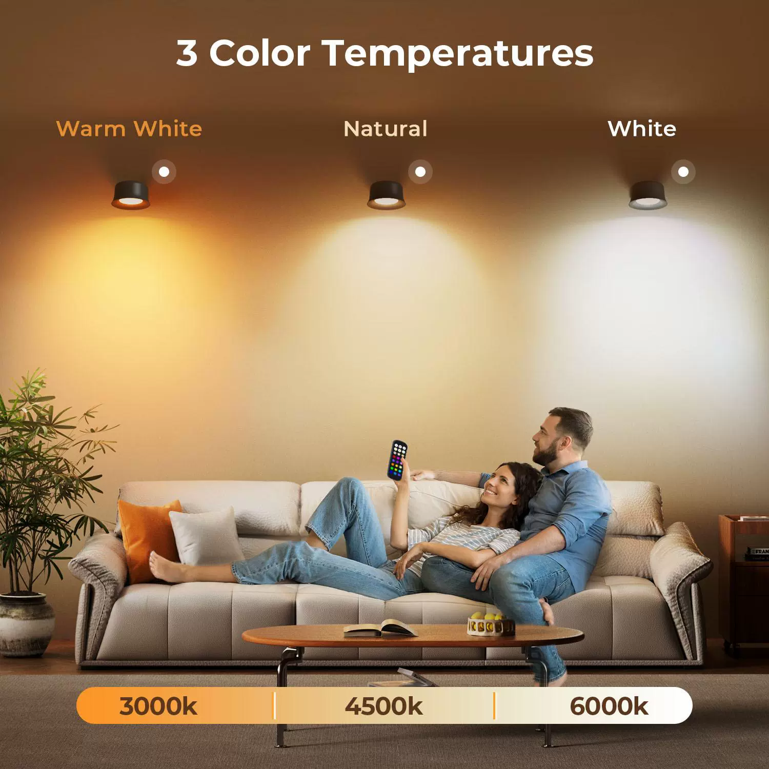Магнитная RGB-CW настенная светильник, беспроводной перезаряжаемая, вращающаяся ambient лампа