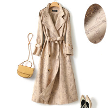 麂皮绒大衣外套女2024年秋季新款气质时尚印花过膝中长款风衣6791