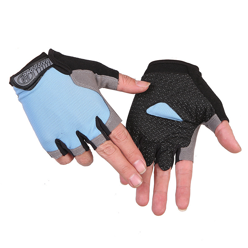 Plegable neto equitación fitness halterofilia medio dedo guantes tácticos fitness deportes al aire libre hombres y mujeres guantes de protección solar