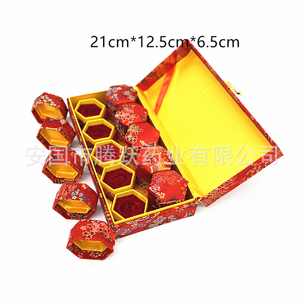 Red Brocade Gift Boxes Set of 10 Empty Packaging Boxes for Herbal Gifts and Jewelry key features
