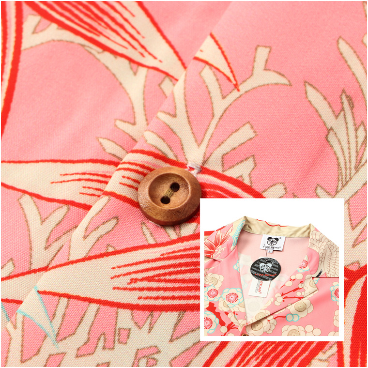 Una Generación de impresión digital suelta transpirable verano cardigan hombres marea marca grúa pareja camisa solapa manga corta