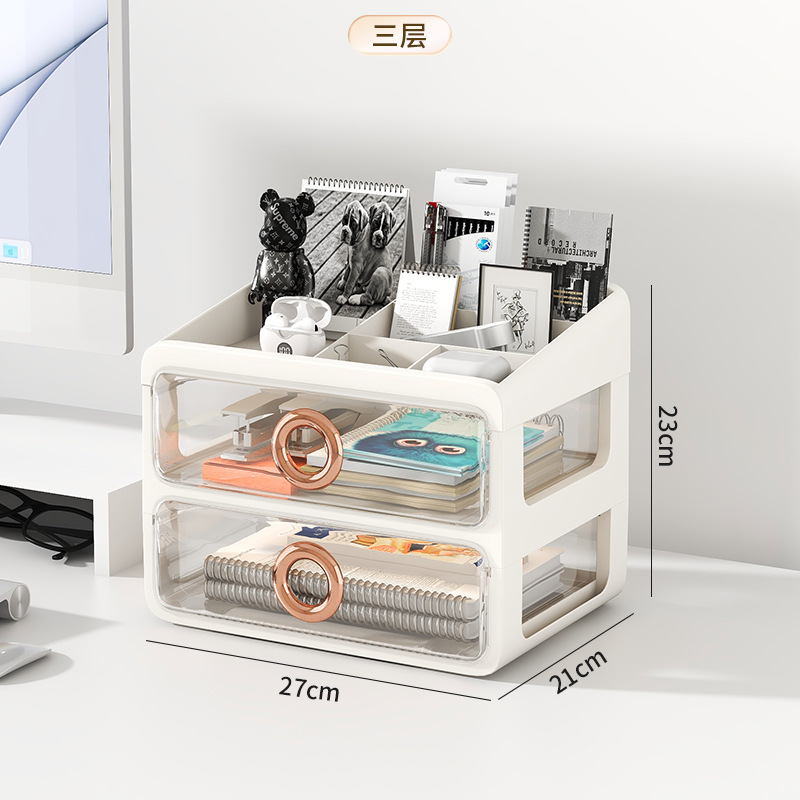 Luz de lujo tocador caja de cosméticos producto de cuidado de la piel estante de almacenamiento caja de almacenamiento de cosméticos cajón transparente estante de almacenamiento de escritorio