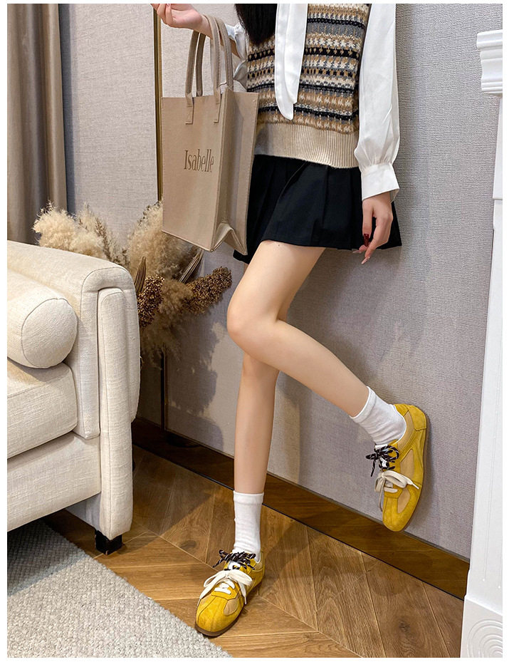 Giày thể thao nữ cỡ lớn lót lông giữ ấm, kiểu dáng thường ngày, dây buộc, cổ thấp — Màu kaki, Màu mơ, Màu vàng chi tiết 27