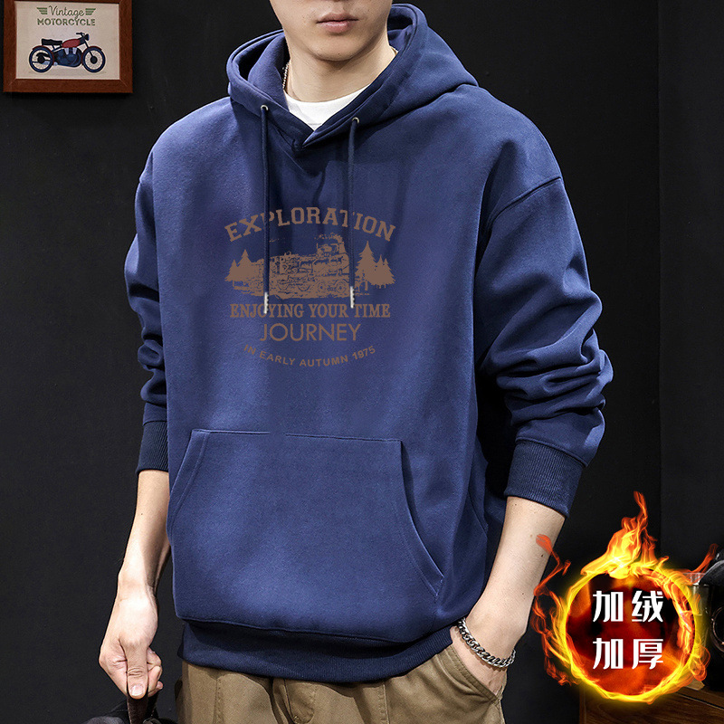 Invierno chaqueta de hombre con capuzas invierno más veludo engrosado marca de tendencia de otoño pesado nuevo otoño invierno ropa de hombre primavera y otoño