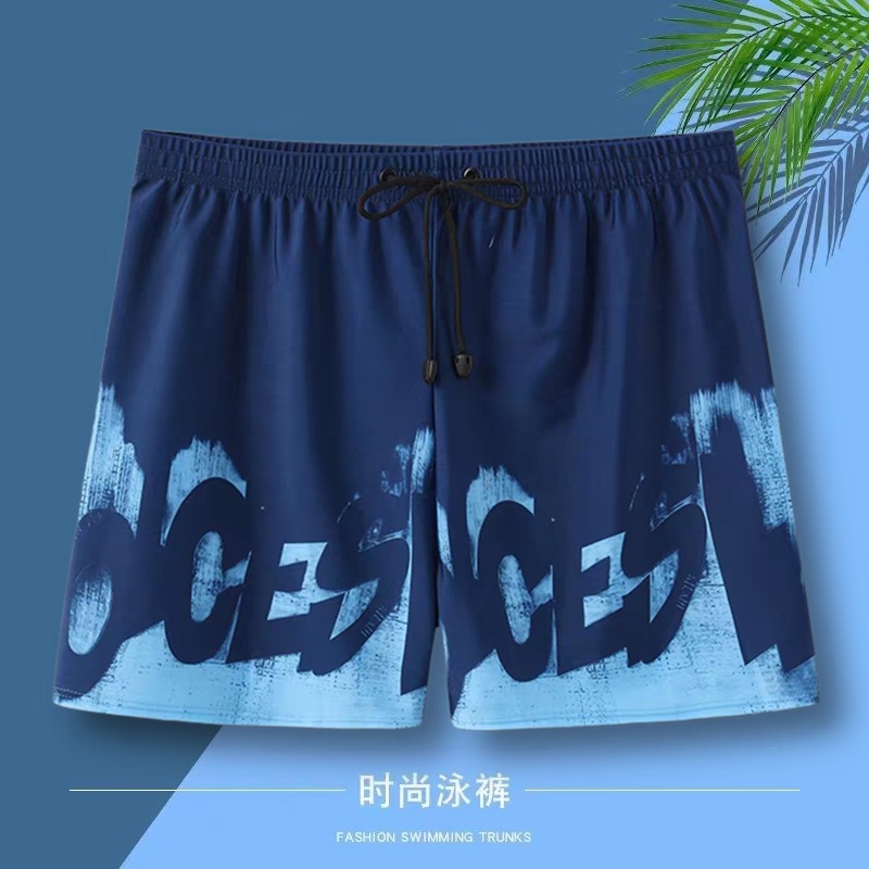 泳裤男士青少年平角带抽绳舒适花色学生保守三分泡温泉沙滩游泳装