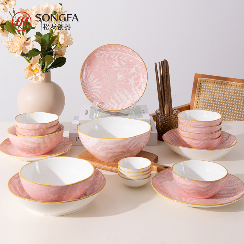 Caja de regalo de porcelana de cabello suelto hogar bandeja de filete esmaltada de cerámica de color platos de arroz platos de platos image 1