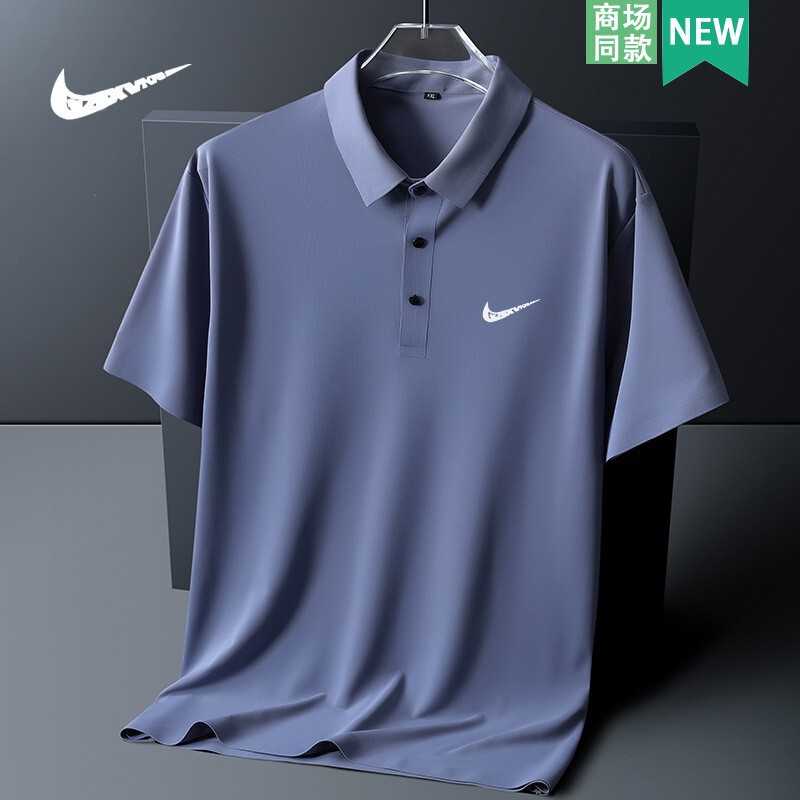 Brand Fashion Brand Ice Silk Polo Shirt Men's Loose plus size Lel Casual Short-sleeved Thin Breathable Quick-drying Top