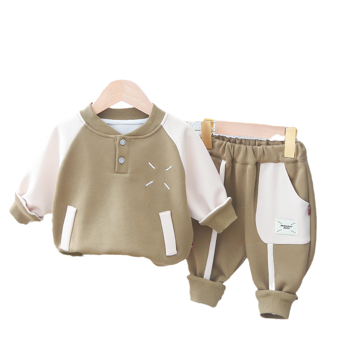 Jungen 2023 Neue Frühling und Herbst Sport Baseball Kragen Splice Zwei Stück Set Baby Fasionable Cildren's_voghion.com
