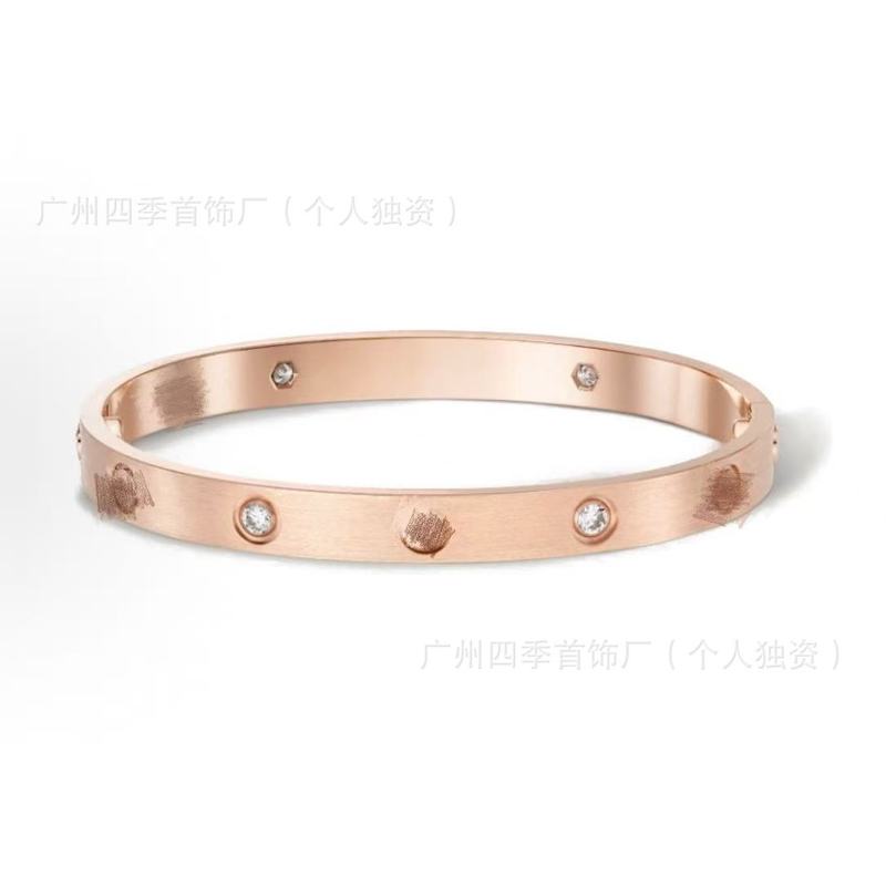 高版卡家经典LOVE满天星手镯CNC男女手环玫瑰金厚镀18K金满钻V金|undefined