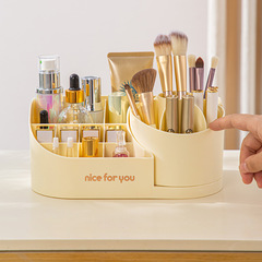 Rotating Cosmetic Storage Box Dustproof Japanese Divided Organization Vanity Makeup Storage Tube for Lipstick Eyeshadow Brush