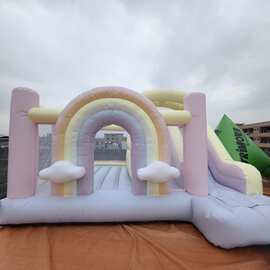 户外彩虹充气城堡儿童生日派对公园蹦蹦床家用跳床滑梯乐园商用