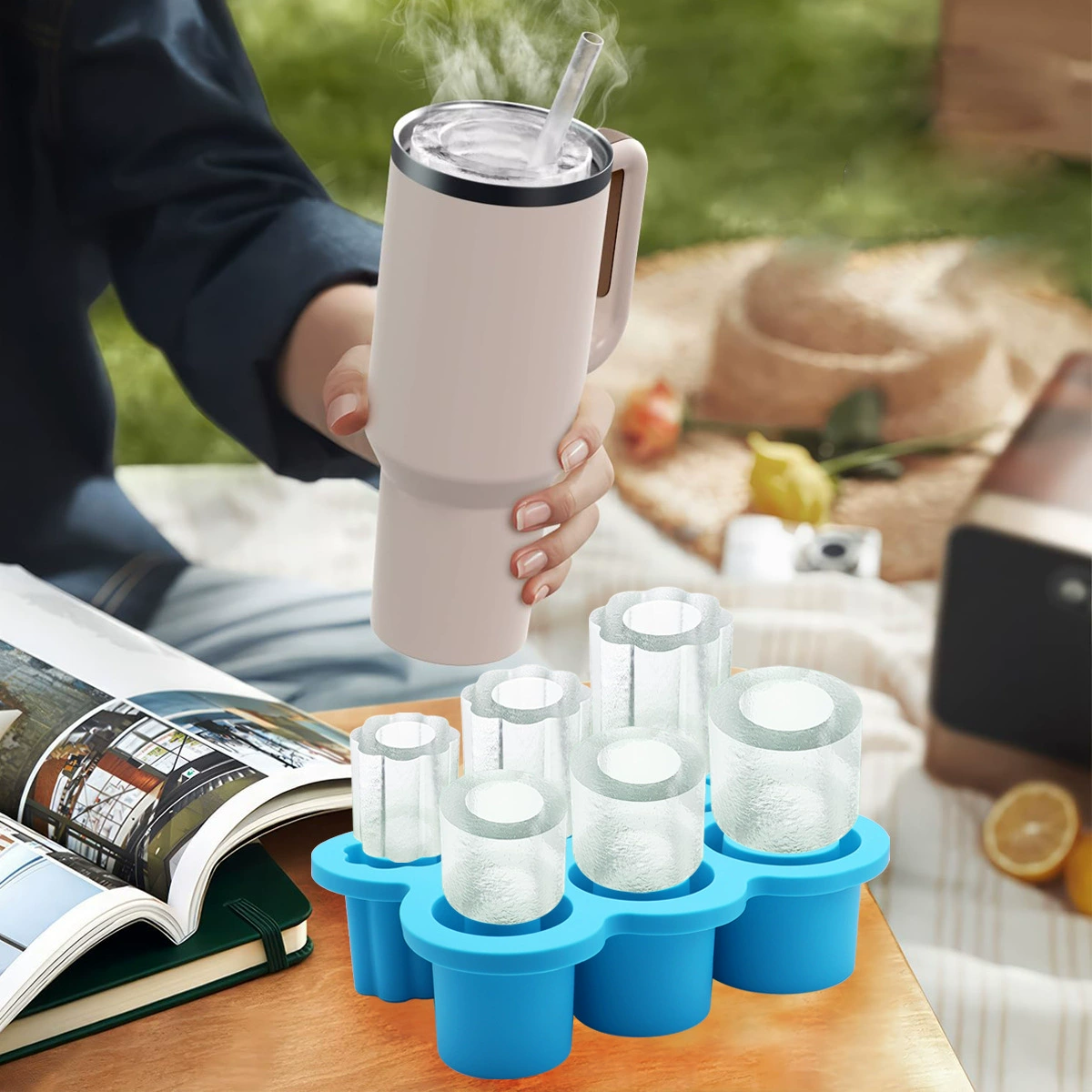 Форма для льда с 6 отделениями, легко извлекается из формы, пищевая силиконовая форма для льда, форма для льда Stanley, пищевая добавка, коробка для замороженных кубиков льда