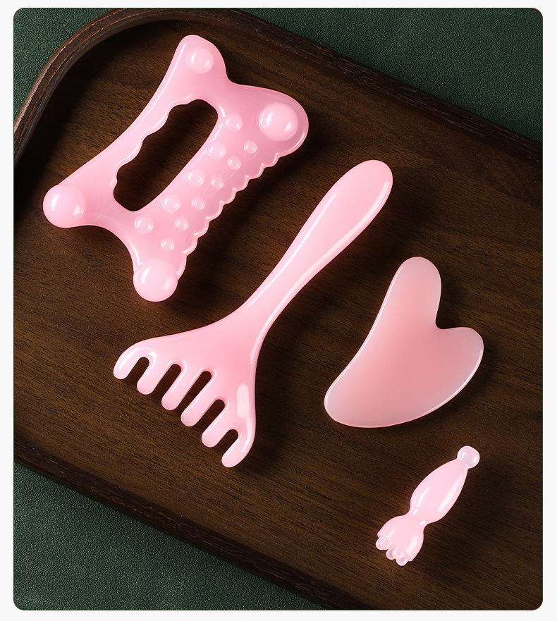 Resin Gua Sha Massage Tool Set 5 Piece Facial Scraping Board and Guasha Stick for Body Care preparation
