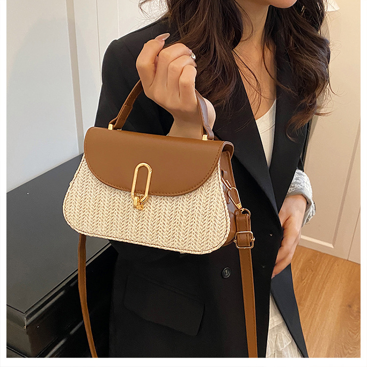 264g Weight Lock clasp Closure Type Single Shoulder Strap Strap Type Shoulder Bag Bags Type Casual Occasion Pu Leather Material Color Block Pattern All Seasons Season Women's Gender Streetwear Style Square Shape Women's Pu Leather Color Block Streetwear Square Lock Clasp Shoulder Bag 11