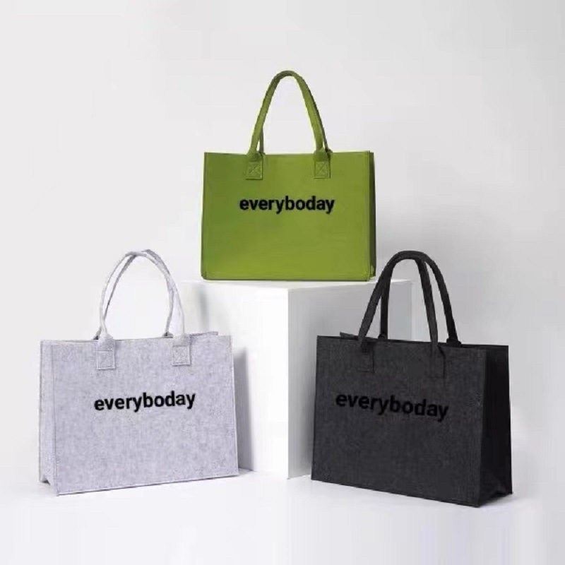 高级感毛毡包奶茶店同款毛毡托特包大容量购物毛毡手提袋