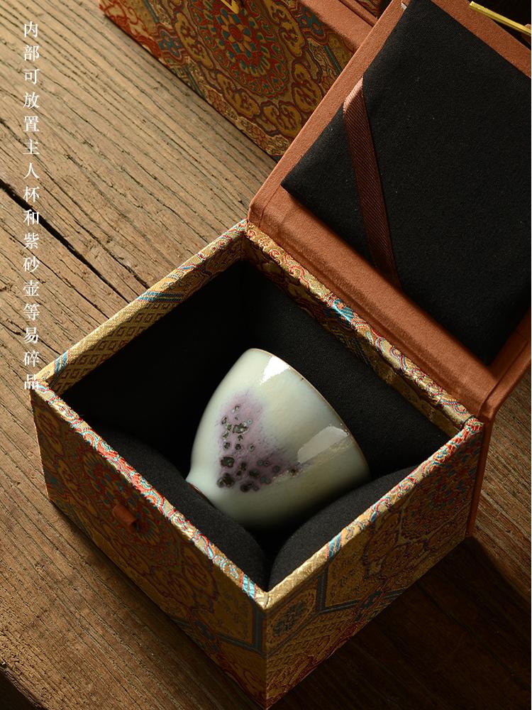 Caja de brocado de terciopelo tetera taza de té artesanía decoración almacenamiento caja de regalo caja de embalaje de arena púrpura caja de regalo