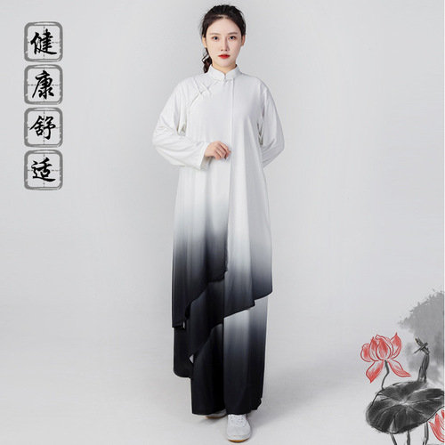 White with black gradient Tai Chi Clothing wushu tai ji quan suit For women men wushu performance tai chi uniforms for men and women suits female