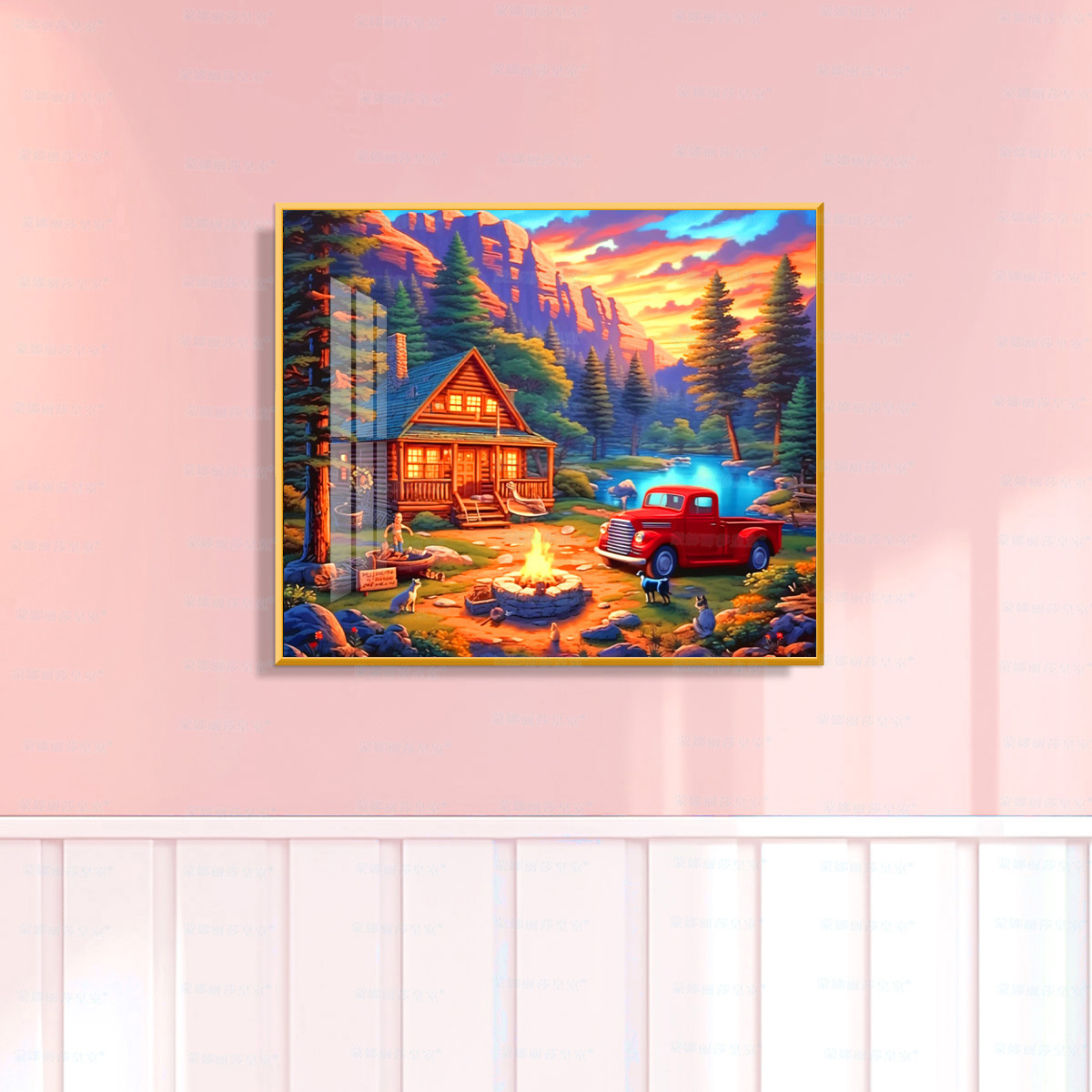 Mona Lisa Real bordado cruzado nuevo estilo europeo paisaje sala de estar comedor pintura decorativa bordada a mano