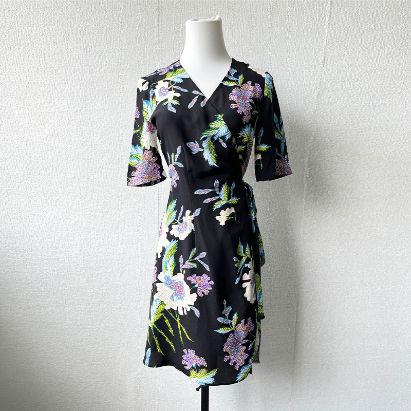 DVF Mulberry Silk Flower Print Dress 2024 Spring New High-end Elegant Design Wrap Dress