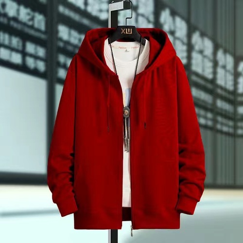 Men's Spring and Autumn Open Vest Outerwear, Stylish and Versatile, Mid-Youth Trendy Loose Zip Hooded Casual Sweatshirt