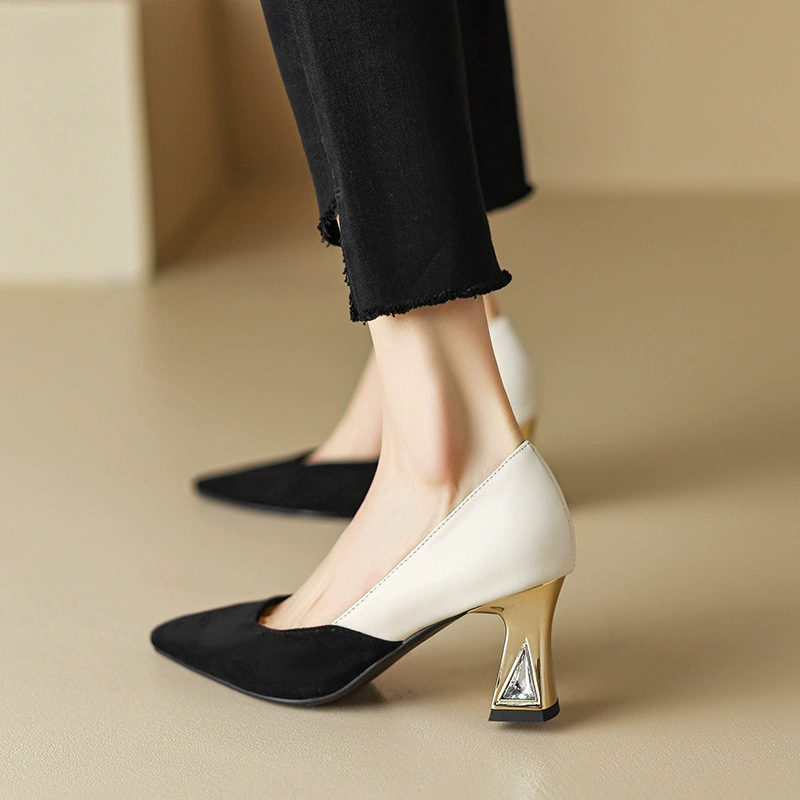 Shoes pointy toe high heels, plus size, Chanel style, for import