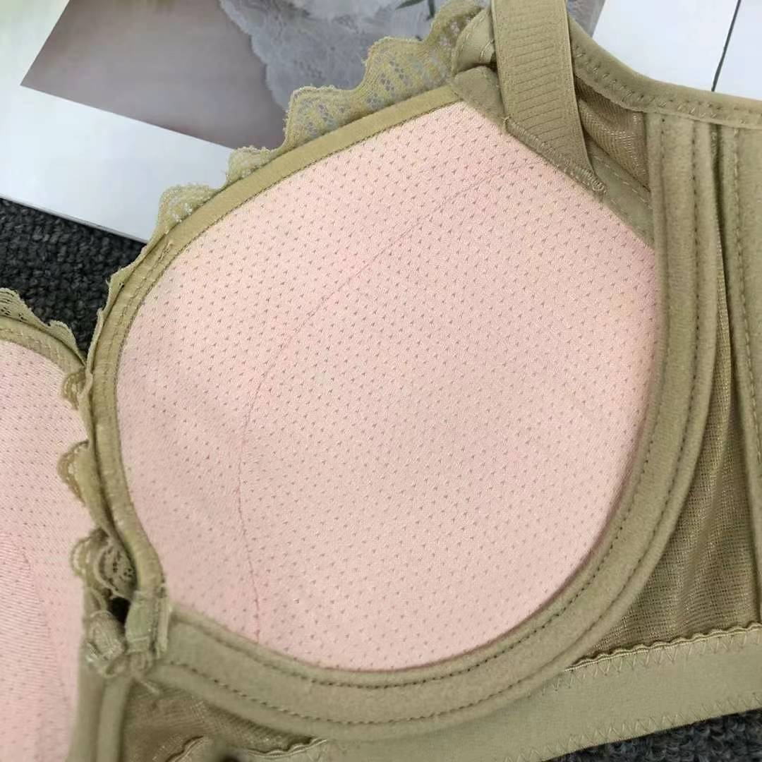Nuevo sujetador de alta calidad de moda de encaje jacquard transpirable y cómodo ajuste lateral de pecho de botón múltiple ropa interior mujer