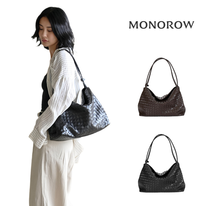 High-quality Korean monorow woven bag, a versatile tote bag for commuting, with large capacity, and can be carried by hand, over the shoulder, or under the arm