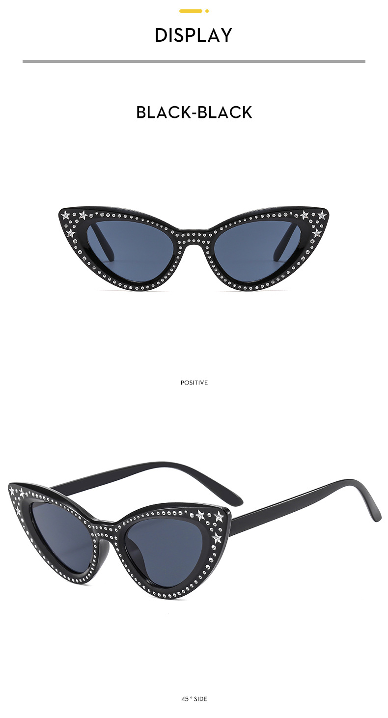 Cool Style Color Block Ac Cat Eye Rhinestone Full Frame Women's Sunglasses display picture 2