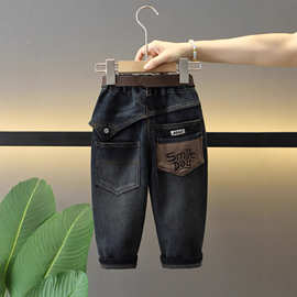 1208男童秋冬装牛仔裤儿童加绒裤子2025新款宝宝直筒裤冬季一体绒