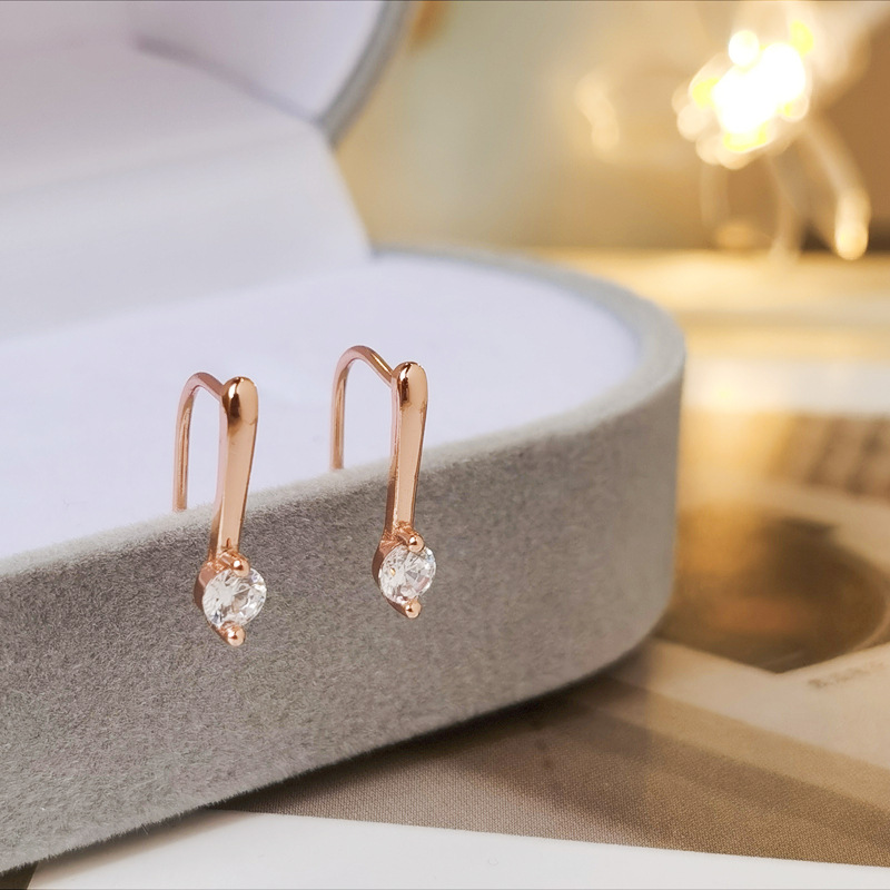 Exquisite Simple All-match Small Earrings S925 Silver Earrings Single Zircon Earrings Elegant Women's Full-body Silver Commuter ins