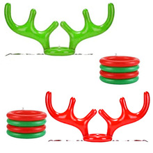 跨境热销 充气鹿角 套圈麋鹿角箍投掷套圈 圣诞红色鹿角套圈玩具