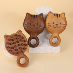 金檀木の子猫の指のリングの釘の櫛のかわいい実木の櫛のマッサージの櫛の頭の経絡の櫛の小型の携帯家庭用