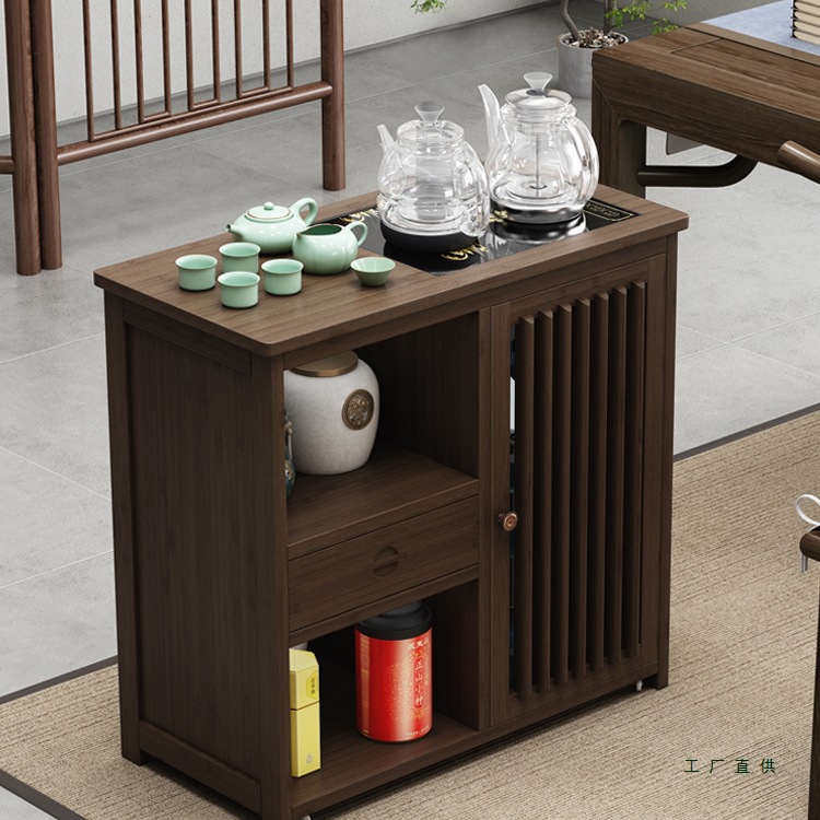 Walnut Tea Cabinet Mobile Tea Table Tea Table Side Cabinet Kettle Integrated Side Table Tea Table Tea Cabinet Storage Rack
