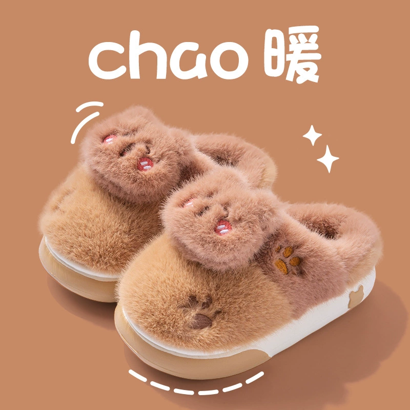 Детские хлопчатобумажные тапочки и зимние бархатные внутренние противоскользящие теплые мальчики 1-3 года ребенок 2 детей хлопчатобумажные туфли