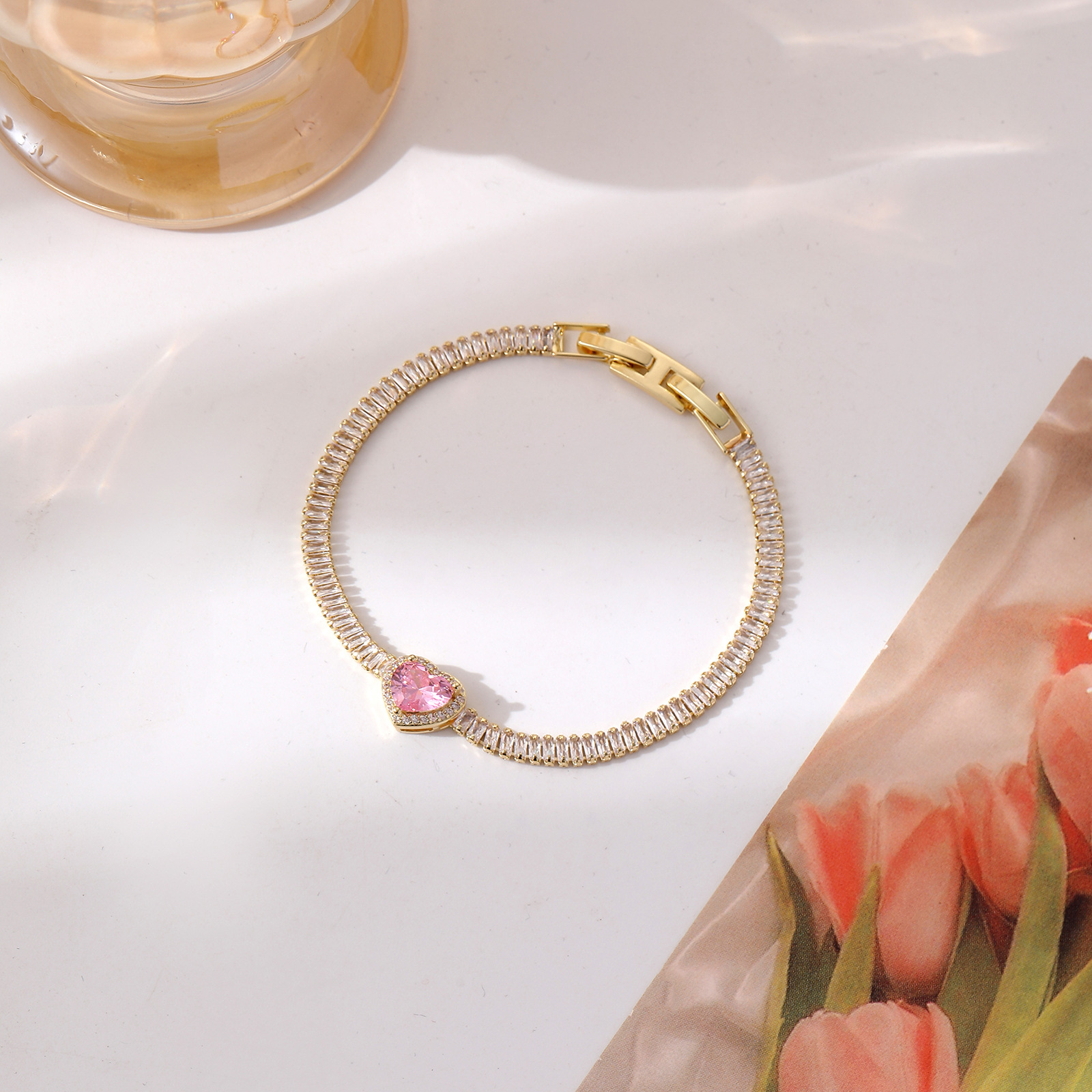 11g Weight Zircon Inlay Material Bracelets Classification Copper Chain Material 1 Piece Quantity Daily Occasion Copper Material Water Droplets, Heart Shape, Flower Pattern Women's Gender Inlay Design Shiny, IG Style Style Copper Inlay Water Droplets Heart Shape Flower Zircon Copper Bracelets 4