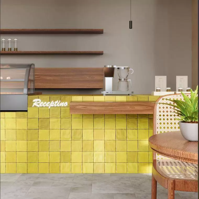 Горчично-желтая глазурованная плитка ручной работы для ванной комнаты и кухни, золотисто-желтая ретро-плитка, лимонно-желтая ретро-градиентная плитка