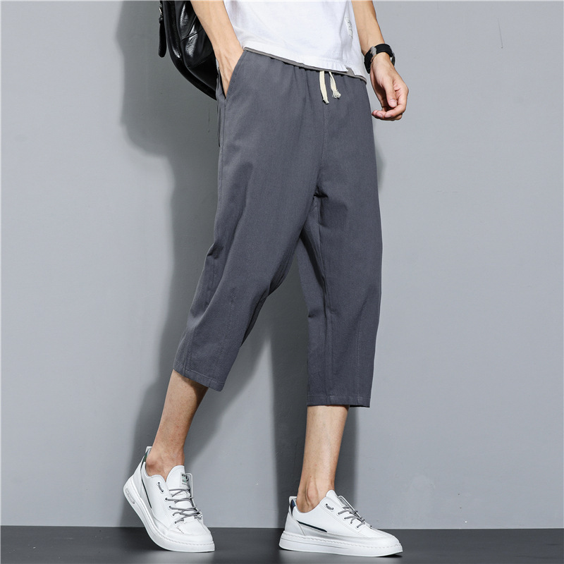 2022 verano nuevo estilo estilo chino pantalones cortos simples de algodón y lino pantalones casuales de lino finos sueltos de gran tamaño japoneses
