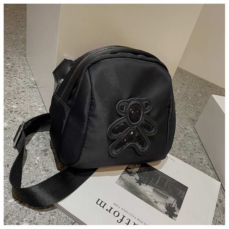 commuter leisure bear sequined Oxford cloth bag crossbody bag chest bag shell bag_voghion.com