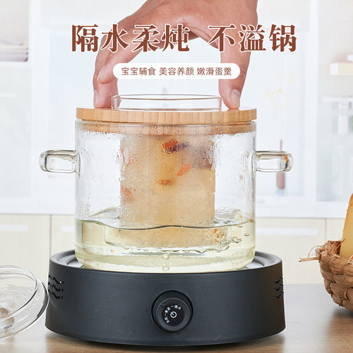 Household glass pot electric stew pot health pot high borosilicate high temperature resistant cooking peach gum white fungus bird's nest water-proof stew pot stew pot