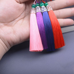 綠珠流蘇穗子8cm手機掛件書籤吊穗金屬帽滌綸冰絲小飾品U盤掛穗