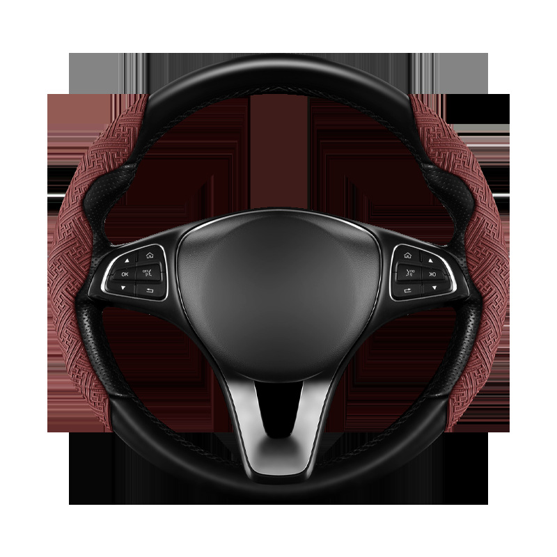 New steering wheel cover made of Nappa leather, non-slip, sweat-absorbent, universal half-cover protector, suitable for all seasons, ultra-thin handlebar cover