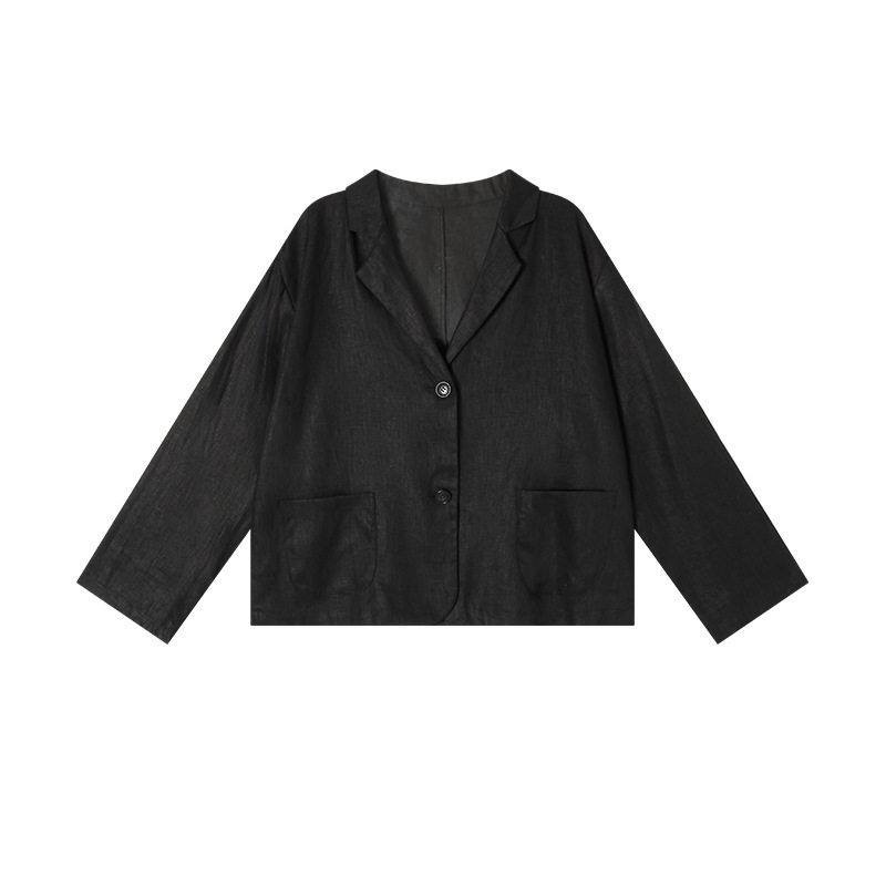 时尚气质女式小西装亚麻西服现货批发新款黑色源头厂家通勤风|undefined