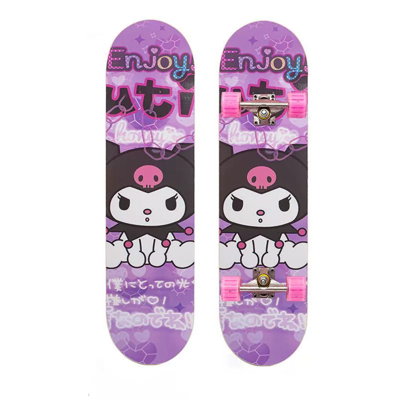 Scooter for beginners, professional skateboard for adults on four wheels with two curved ends, 6-18 years, for teenagers