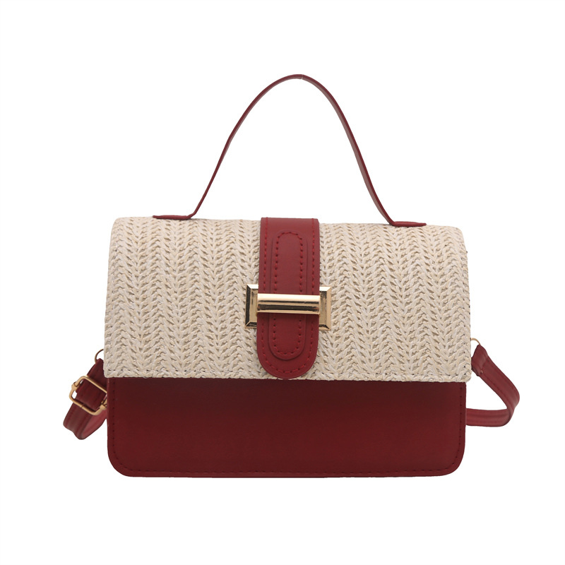 Bolso de tejido para mujeres 2025 nueva moda simple pequeña cadena fresca bolso de hombro bolso de tejido de paja