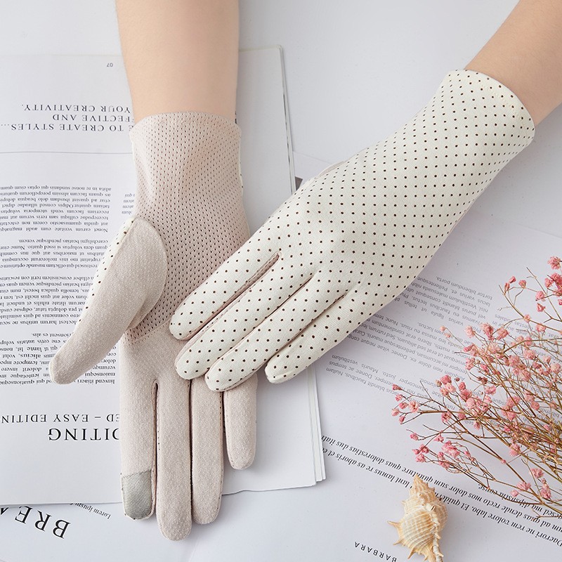 Guantes de protección solar Guantes de pantalla táctil bordados de tela para mujer de primavera y verano