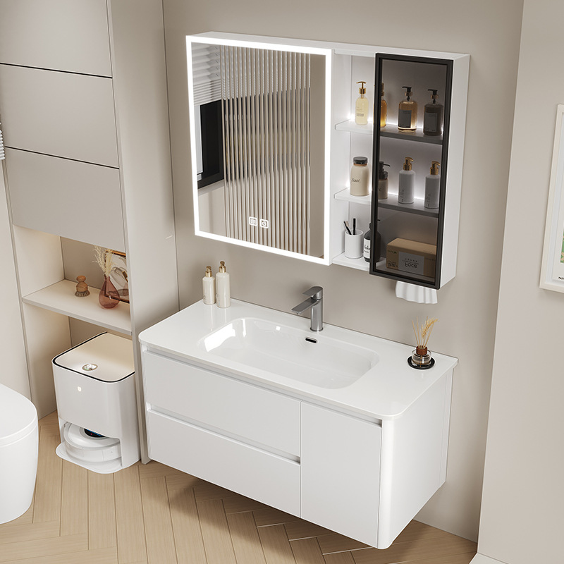 Arco de panal de arco de crema gabinete de baño combinación cerámica integral lavabo